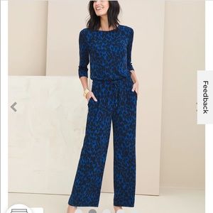 Chico’s jumpsuit blue and black animal print size 1.